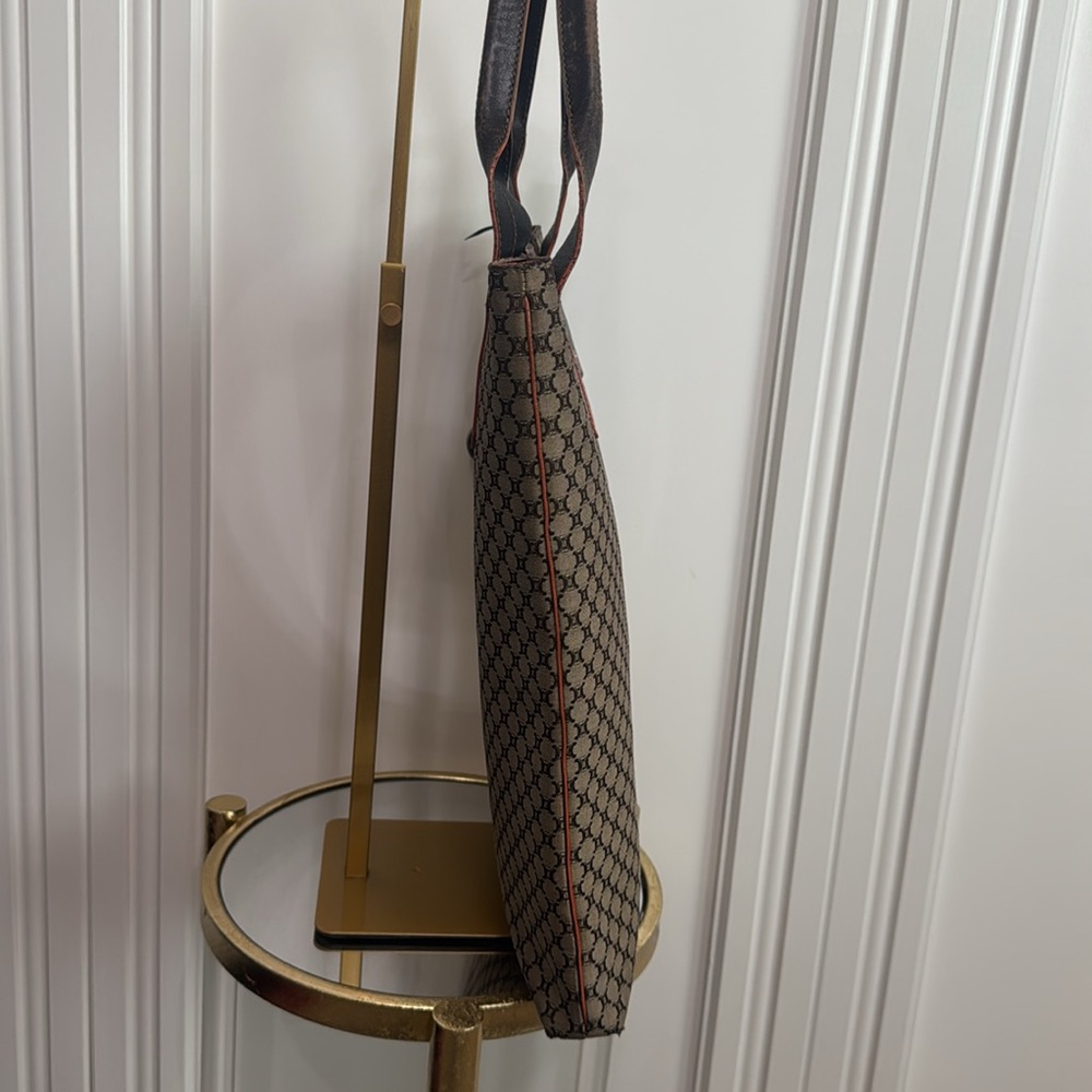 Celine Brown Monogram Canvas Satchel with Dark Brown Trim - Picture 4 of 13